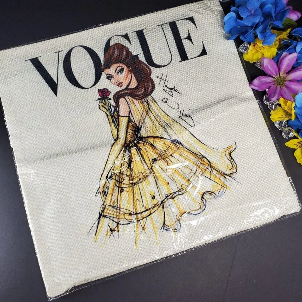 Belle Throw Pillowcase Beauty Beast Princess Sham Accent Pillow Cushion Cover